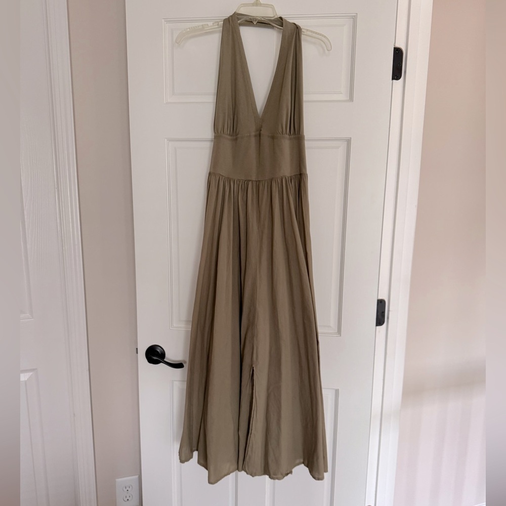 Olive Green Halter Dress.
